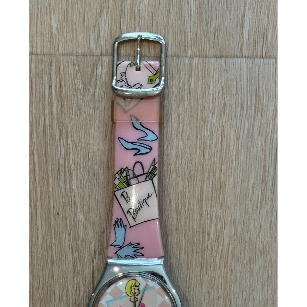 Vintage 90s Barbie Pink Poodle Boutique Graphic Watch